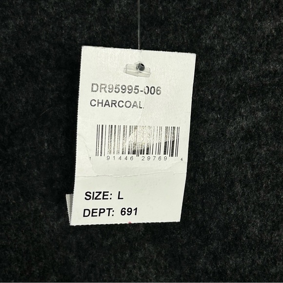 Lush NWT Twist Front Wrap Long Sleeve Charcoal Sweater Midi Soft Dress Sz L - Picture 3 of 10